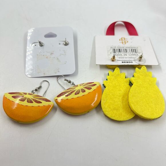 Simply Southern Pineapple Earrings Claires Flip Flop Studs & Orange Earrings - Picture 6 of 7